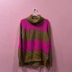 WHO WHAT WEAR Women’s Pink/Brown Turtle Neck Knit Sweater Size L